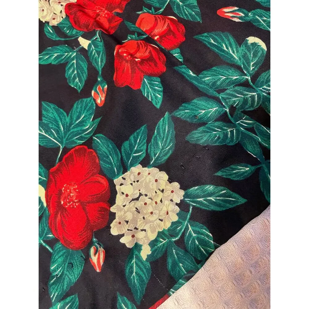 VTG Jones New York Red & White Floral Cottage Core Grandma Midi Skirt Size 8